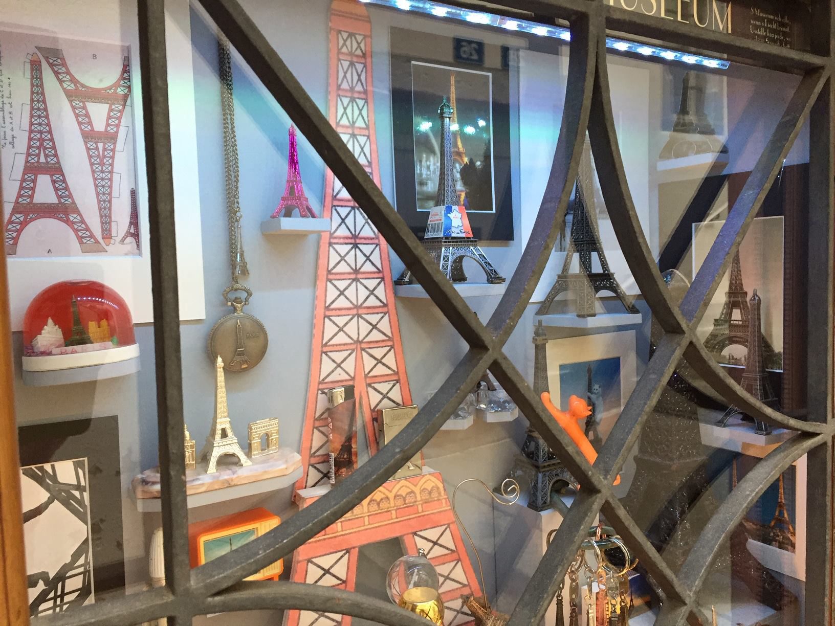 Details of the Eiffel Tower exhibit.