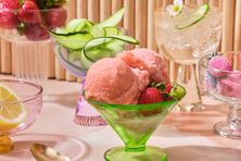 This strawberry cucumber sorbet tastes like early summer in a scoop.