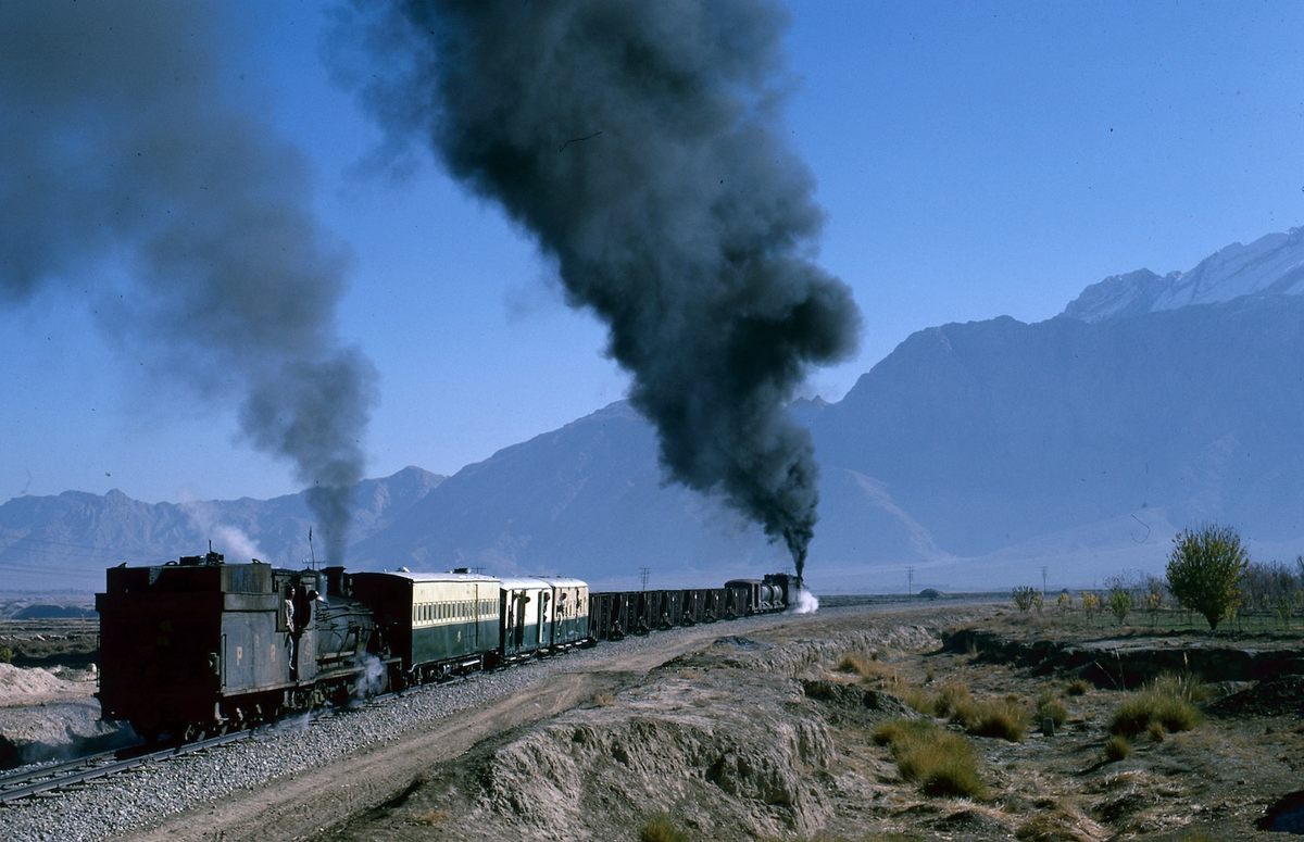 A train passing through Zhob Valley, India.
