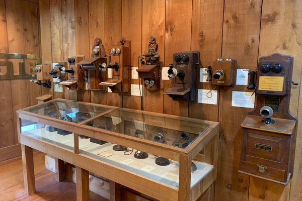 A selection of antique phones at the E.H. Danner Museum in San Angelo, Texas. 