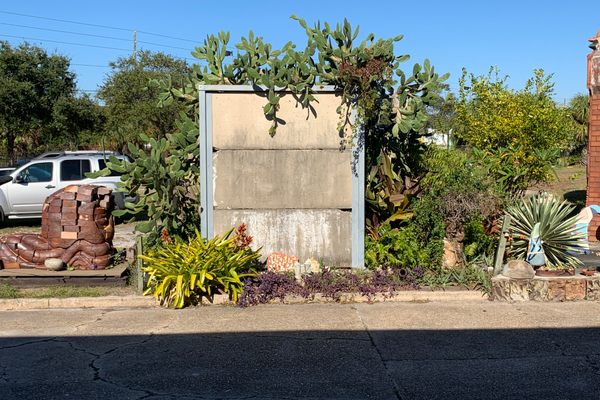 Parts of the Berlin Wall just outside of the Morean Center for Clay in St. Petersburg, Florida.