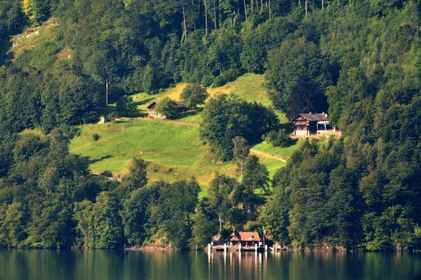 Rütli as seen from across Lake Uri